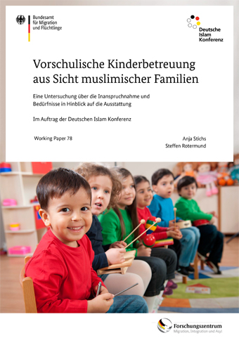 Titelbild Working Paper 78 "Vorschulische Kinderbetreuung aus Sicht muslimischer Familien" (Quelle: BAMF) Titelbild Working Paper 78 "Vorschulische Kinderbetreuung aus Sicht muslimischer Familien"